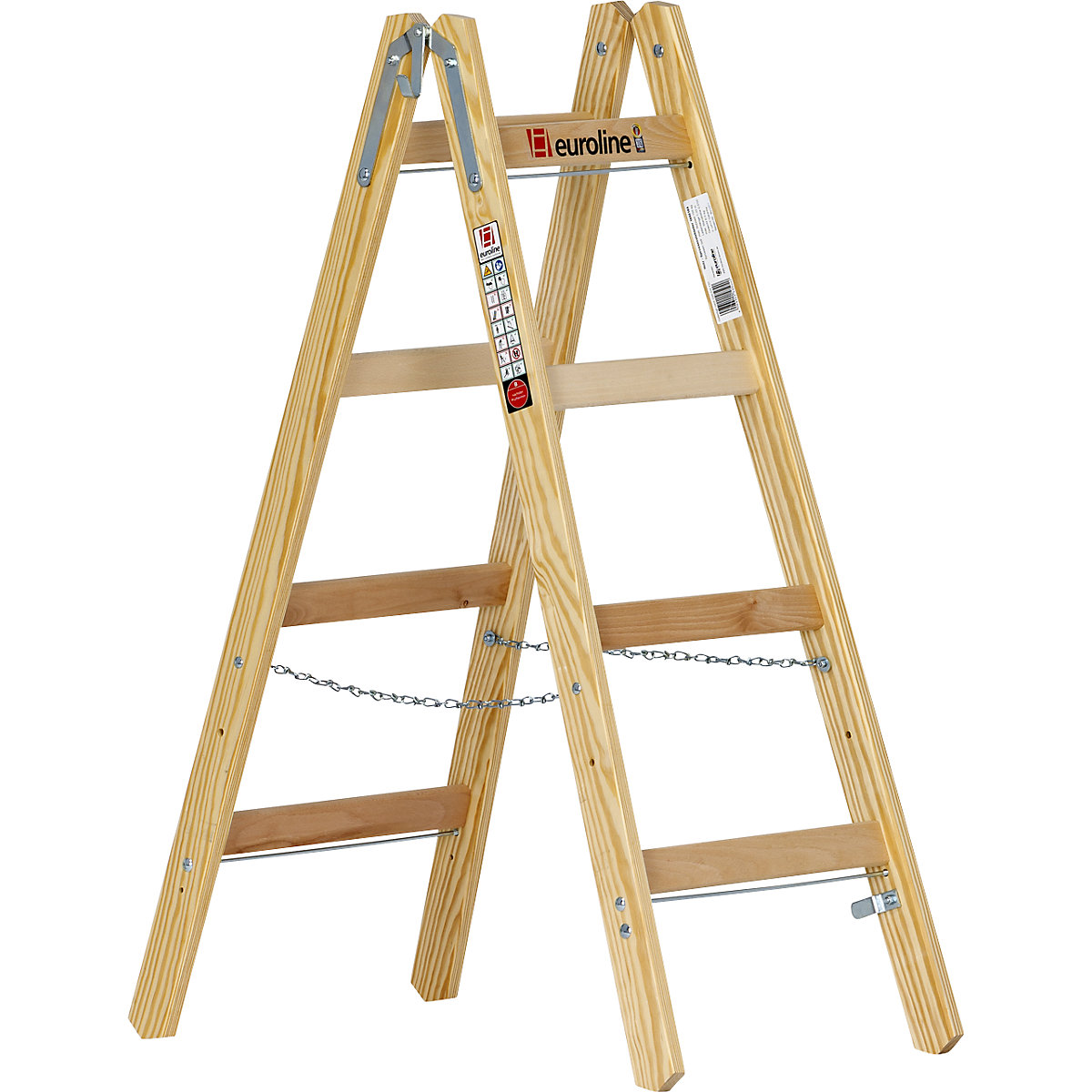 Wooden rung ladder euroline with bucket hook kaiserkraft