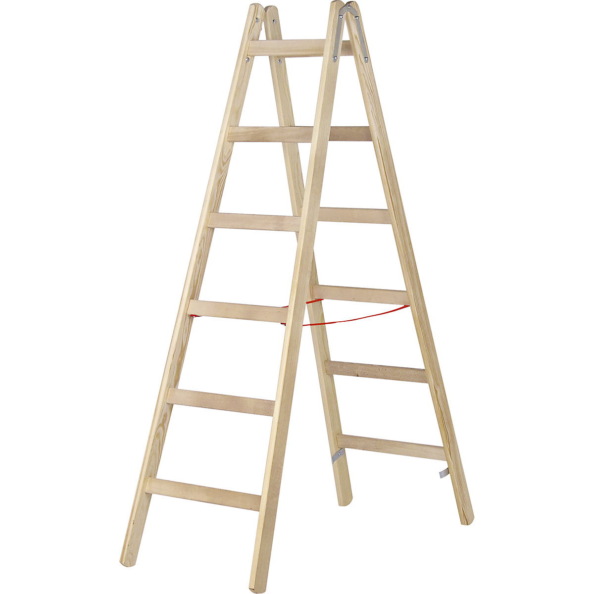 Wooden step ladder – HYMER, with rungs, accessible on both sides, 2 x 6 rungs-7