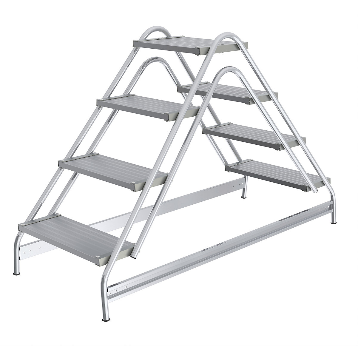 Aluminium work platform – MUNK, steps made of ribbed aluminium, double sided access, 4 steps-2