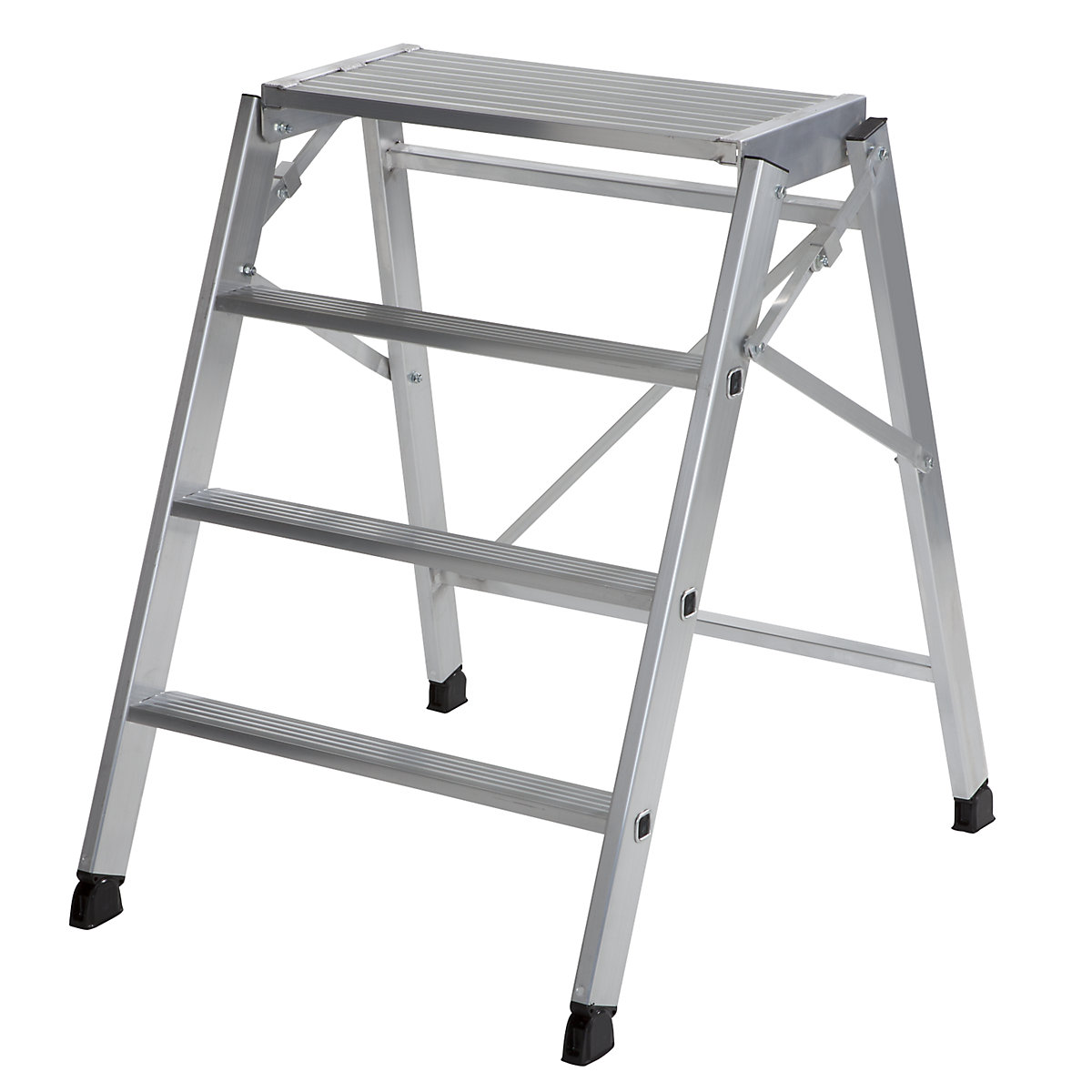 Folding steps – MUNK, aluminium, step depth 80 mm, 4 steps