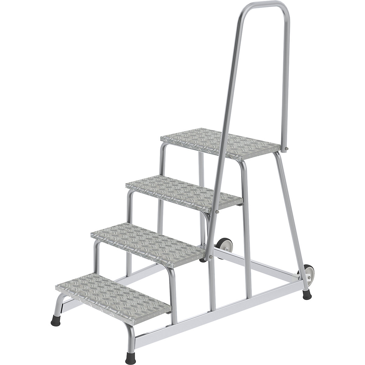 Machine step, mobile – MUNK, 2 fixed castors, hand rail on one side, 4 steps, WxD 800 x 1130 mm-5
