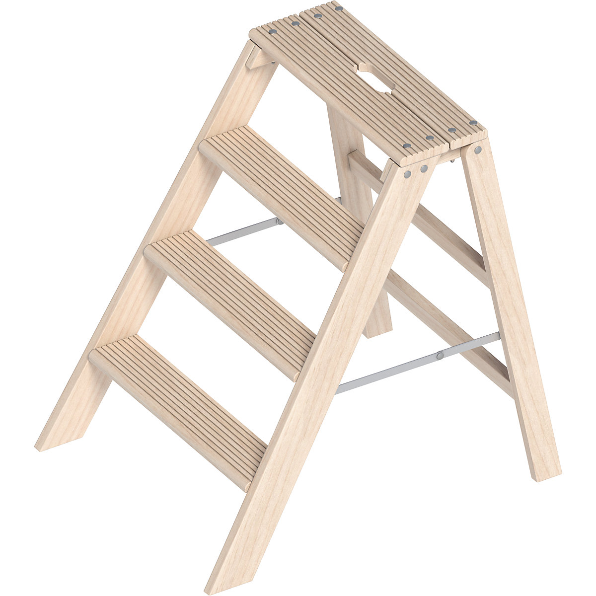Wooden step ladder – Layher, max. load 150 kg, 4 steps-2