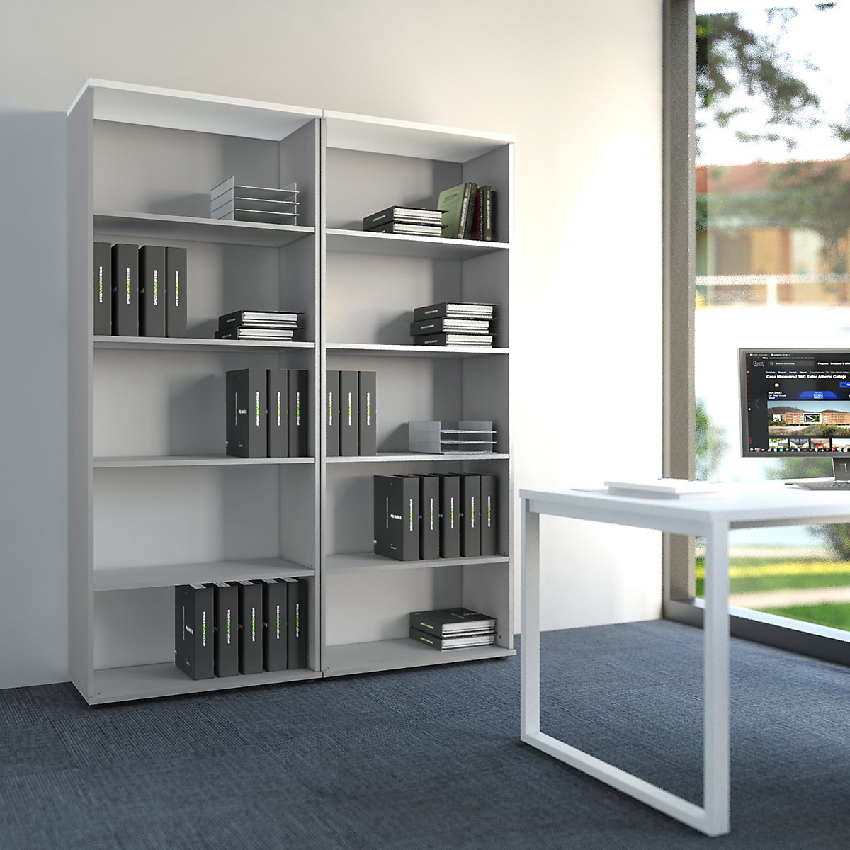 Kaiserkraft Portland Office Shelf Light Gray White 10