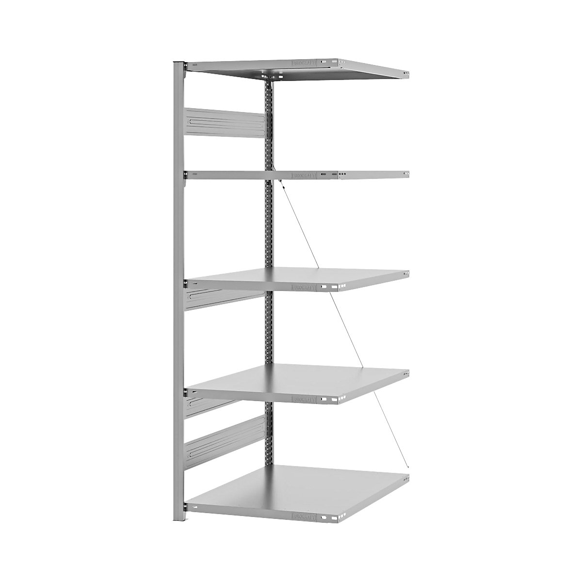 Schwerlast-Steckregal eurokraft pro, einseitig, HxBxT 2000 x 750 x 800 mm, verzinkt, Anbauregal-29