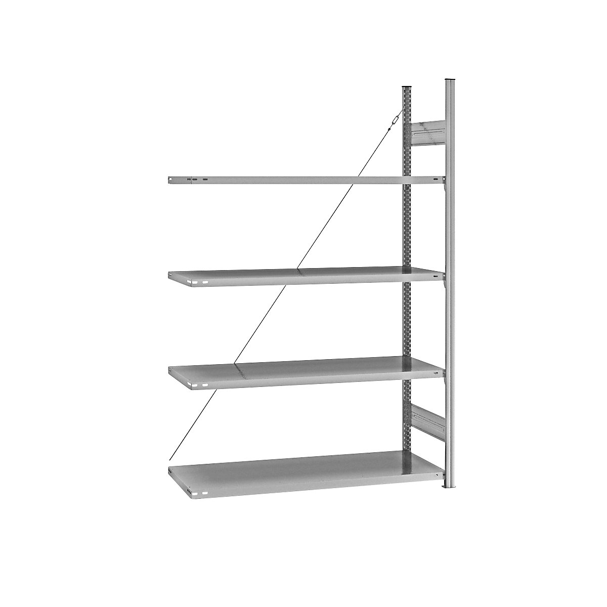 Fachboden-Steckregal, verzinkt eurokraft pro, einseitig, Regalhöhe 2000 mm, Fachbodenbreite 1215 mm, Anbauregal, Fachbodentiefe 550 mm-23