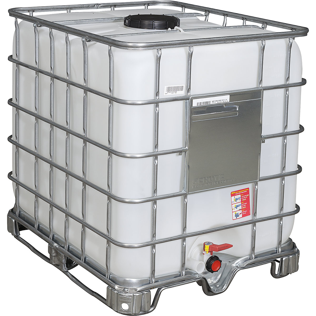 IBC-Container RECOBULK, UN-Zulassung, Volumen 1000 l, auf Stahlkufen-Palette, NW Öffnung 225 mm / NW Auslauf 50 mm-5