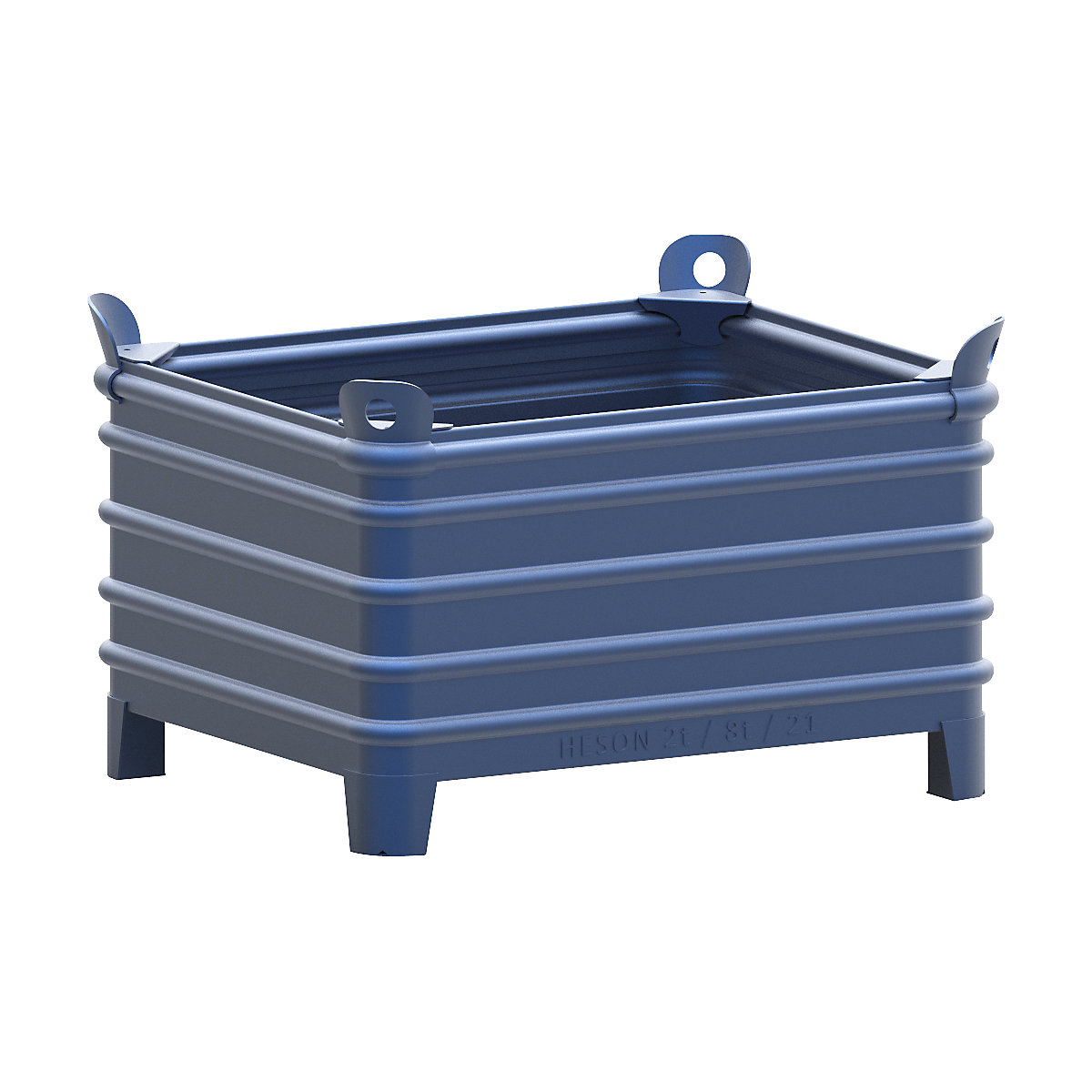 Schwerlast-Stapelbehälter Heson, BxL 800 x 1000 mm, mit Ecktaschen, blau lackiert, ab 10 Stk-8
