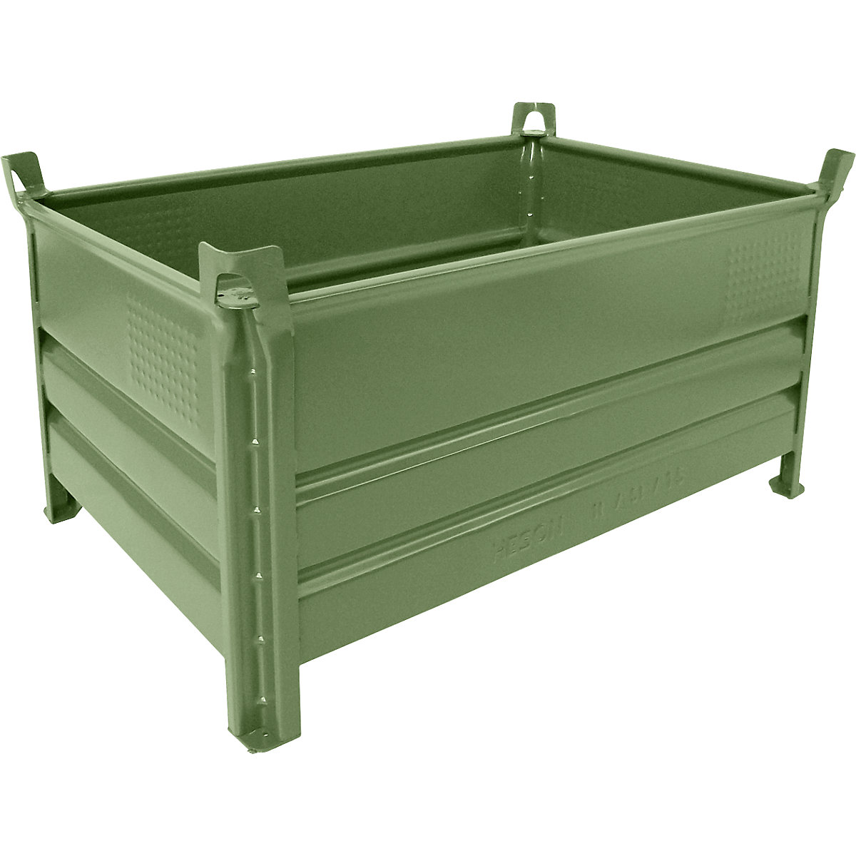 Heson Vollwand-Stapelbehälter, BxL 800 x 1200 mm, Traglast 2000 kg, grün, ab 1 Stk