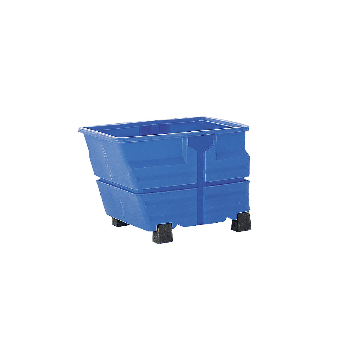 Kippbehälter, PE, ohne Traversenaufhängung, mit Standfüßen, Volumen 0,8 m³, blau-10