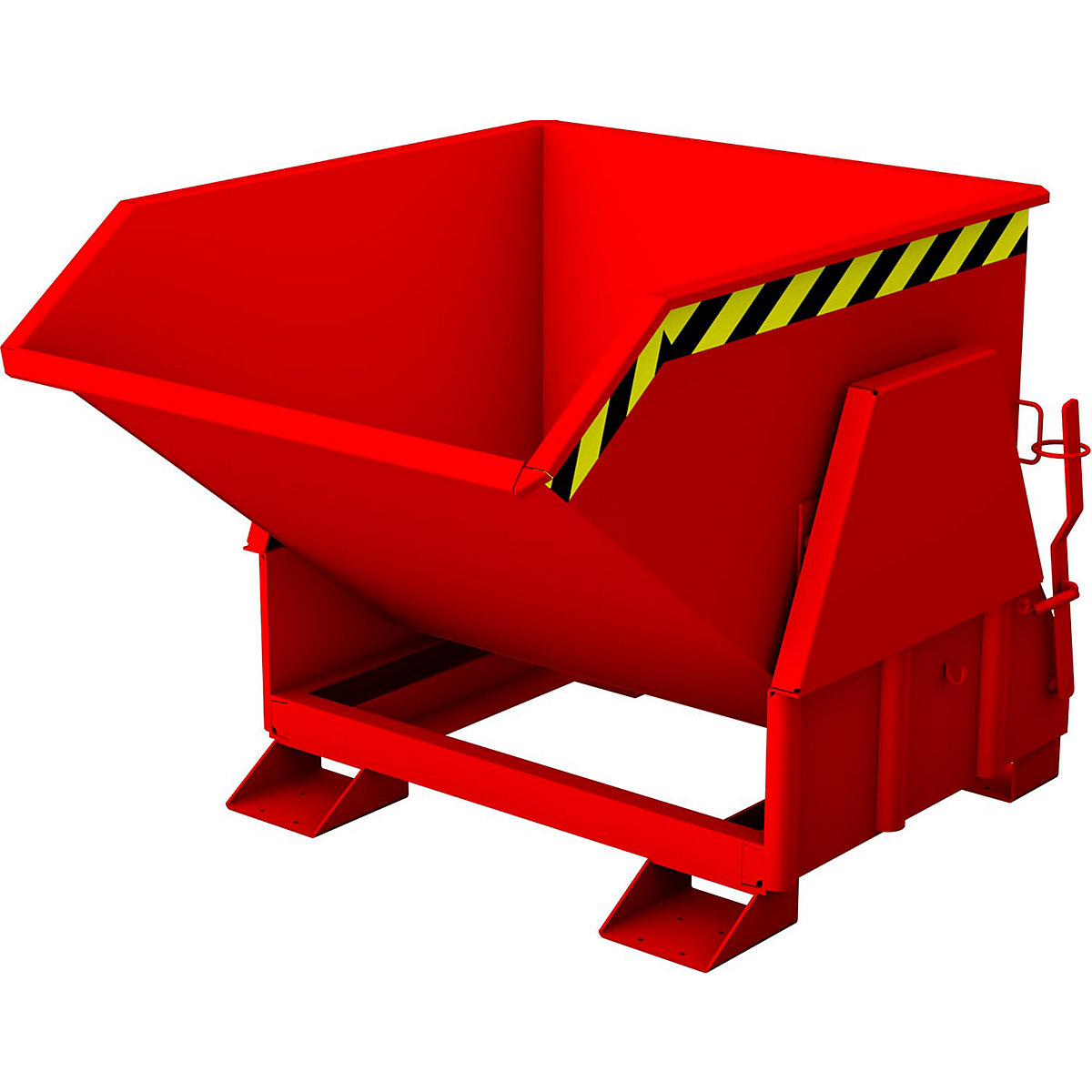 EUROKRAFTpro Kippbehälter, Standard-Bauhöhe, ohne Fahrwerk, Volumen 0,8 m³, lackiert rot RAL 3000