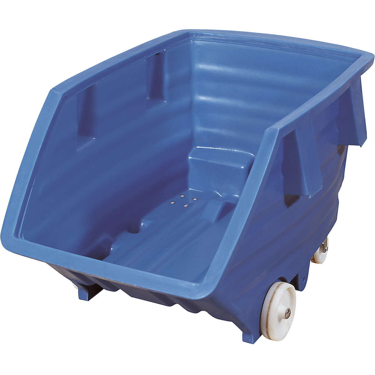 Kippbehälter aus Polyethylen, mit Rollen, Volumen 0,5 m³, blau-12