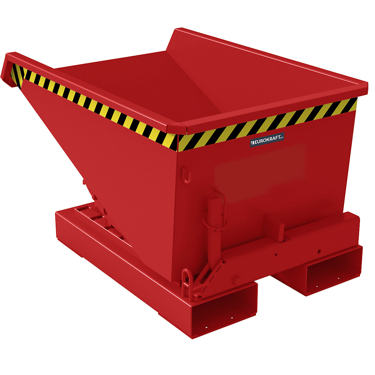 EUROKRAFTpro Kippbehälter inkl. Abrollmechanismus, Volumen 0,15 m³, LxBxH 960 x 640 x 550 mm, rot