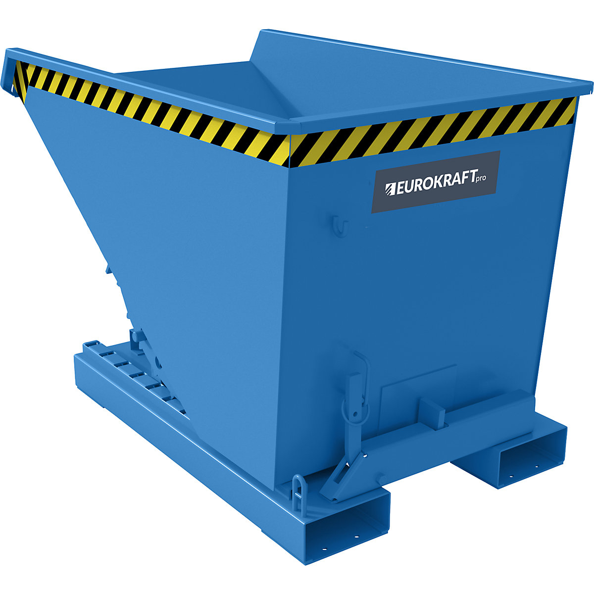 EUROKRAFTpro Kippbehälter inkl. Abrollmechanismus, Volumen 0,3 m³, LxBxH 1260 x 770 x 835 mm, blau