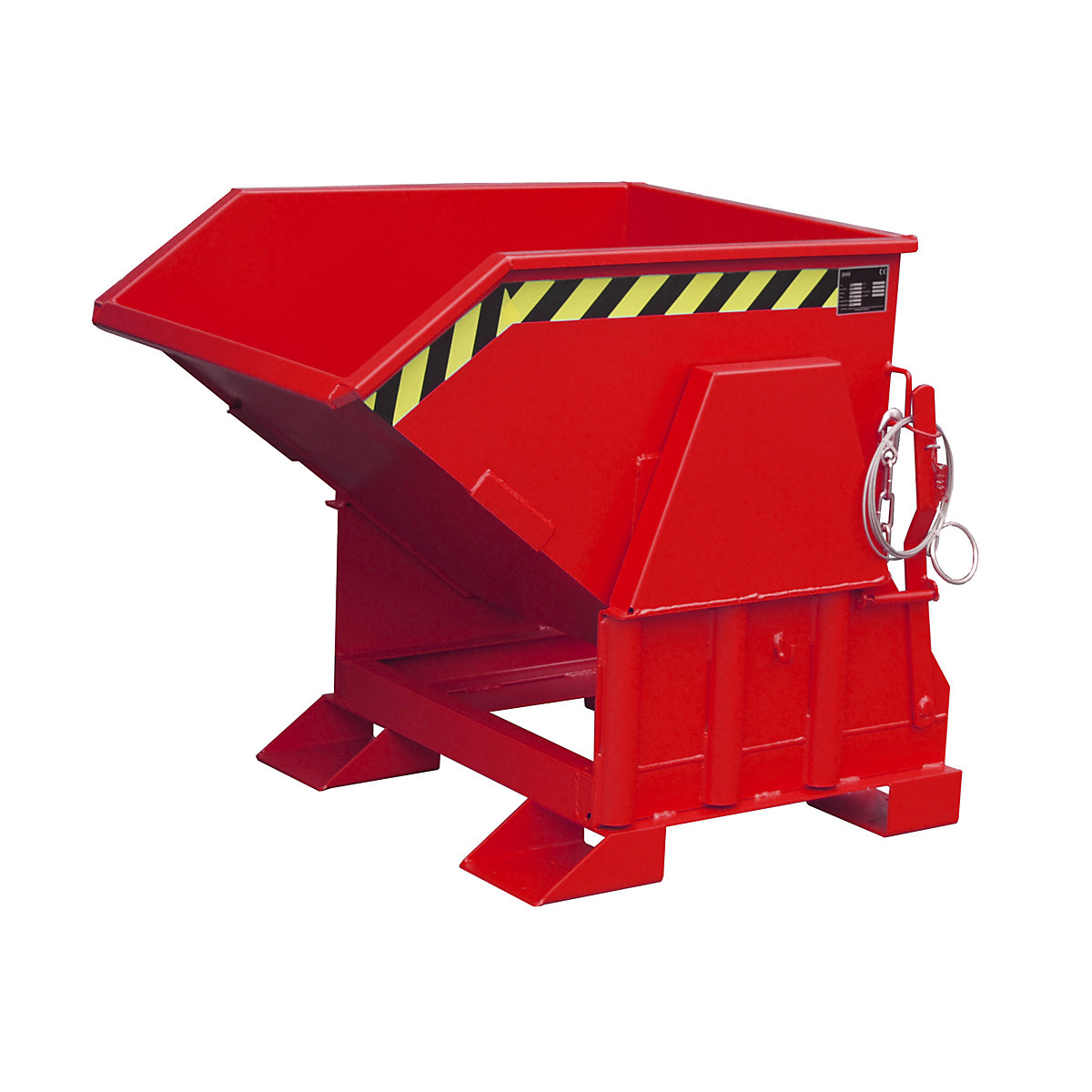 EUROKRAFTpro Kippbehälter, Standard-Bauhöhe, ohne Fahrwerk, Volumen 0,3 m³, lackiert rot RAL 3000