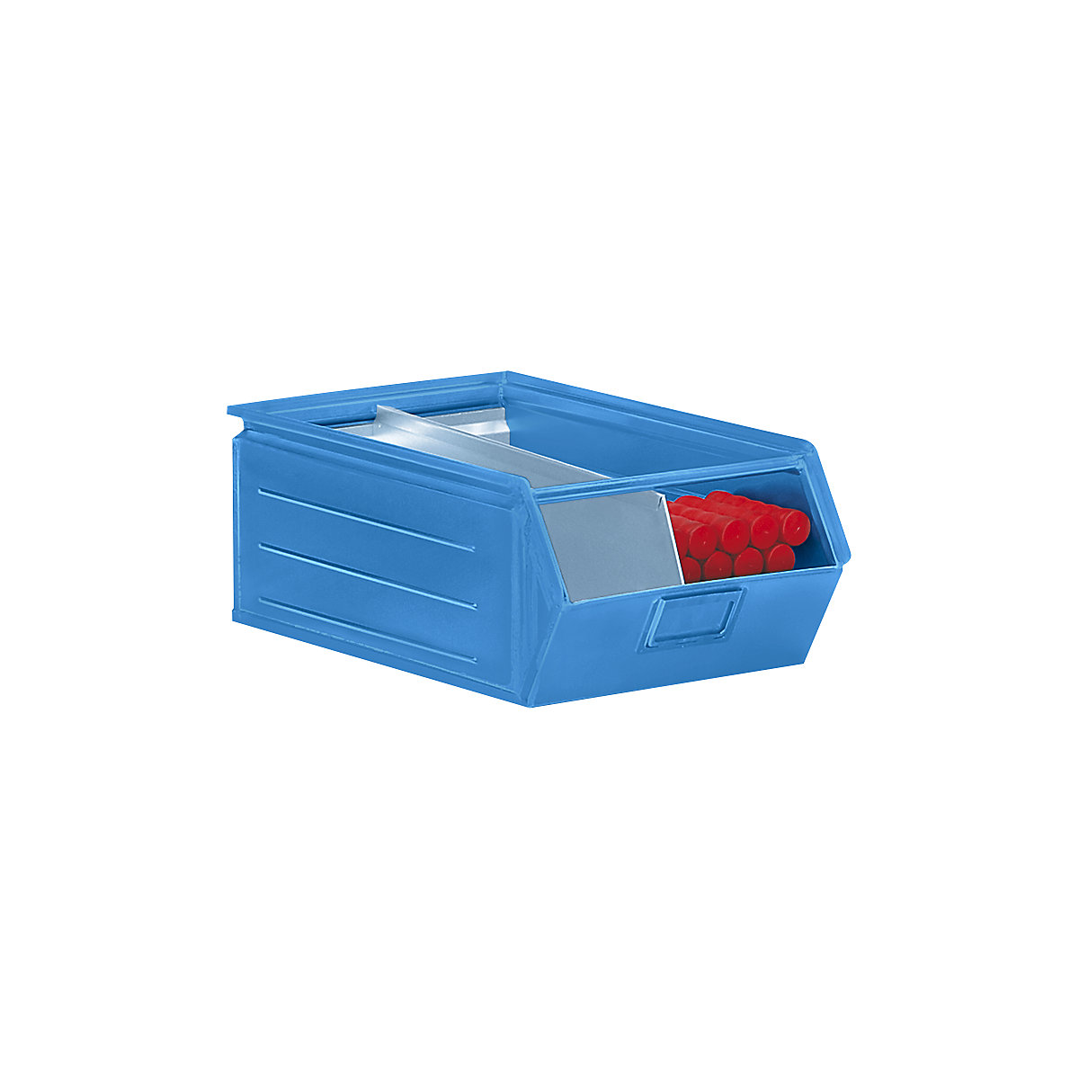 Sichtlagerkasten aus Stahlblech, LxBxH 515 x 310 x 200 mm, mit Tragstab, lichtblau-3