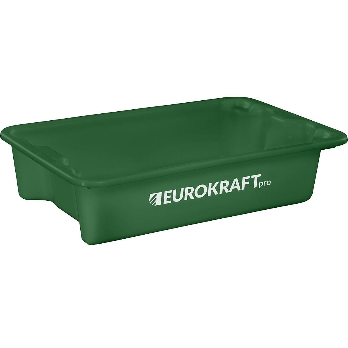 EUROKRAFTpro Drehstapelbehälter aus lebensmittelechtem Polypropylen, Inhalt 18 Liter, VE 3 Stk, Wände und Boden geschlossen, grün