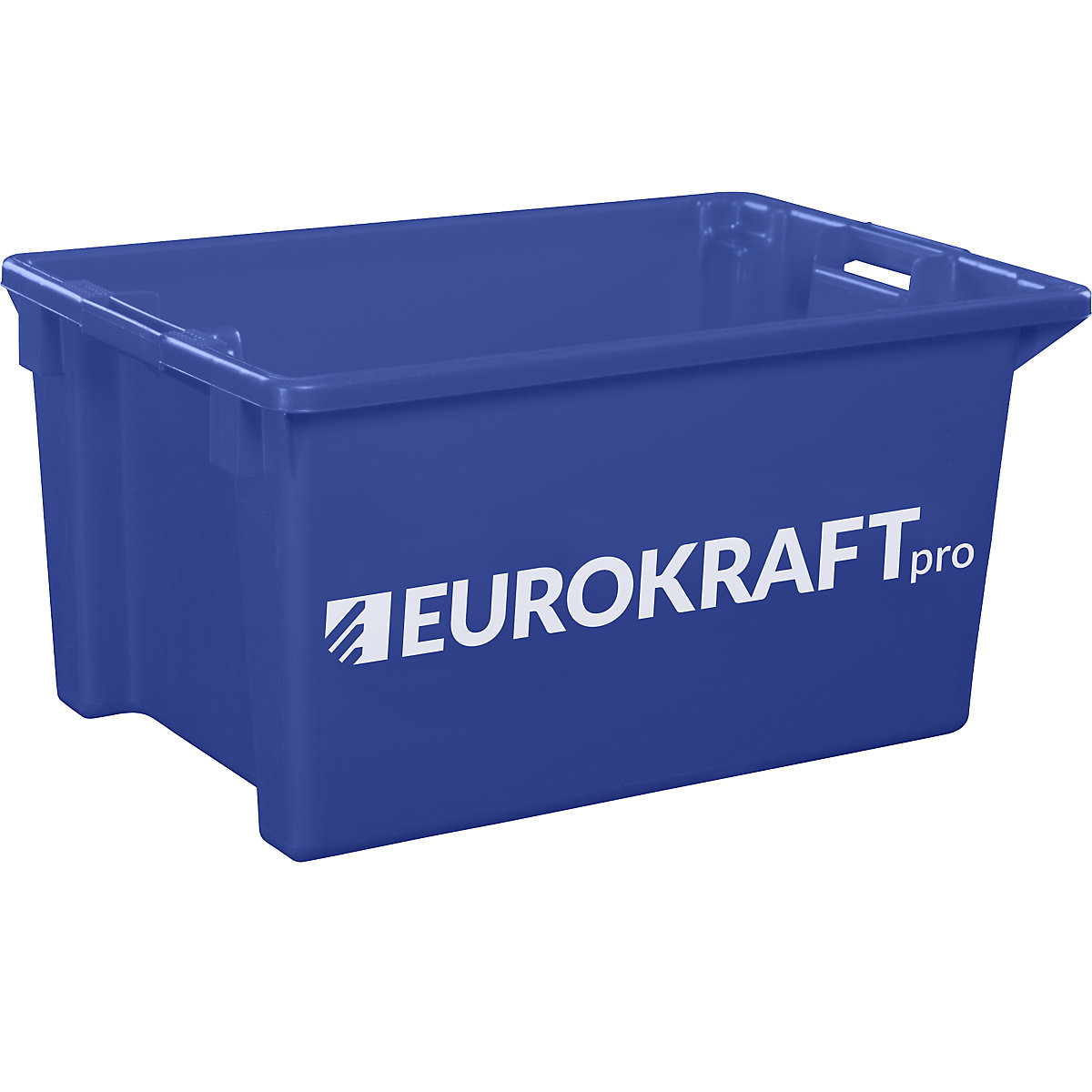 Drehstapelbehälter aus lebensmittelechtem Polypropylen eurokraft pro, Inhalt 70 Liter, VE 2 Stk, Wände und Boden geschlossen, blau