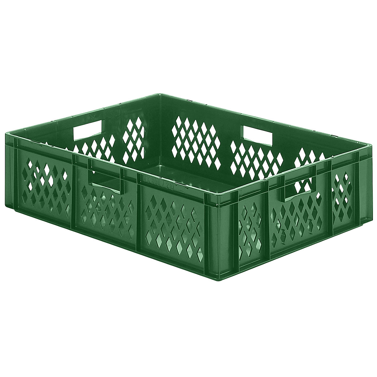 Euro-Format-Stapelbehälter, Wände durchbrochen, Boden geschlossen, LxBxH 800 x 600 x 210 mm, grün, VE 2 Stk