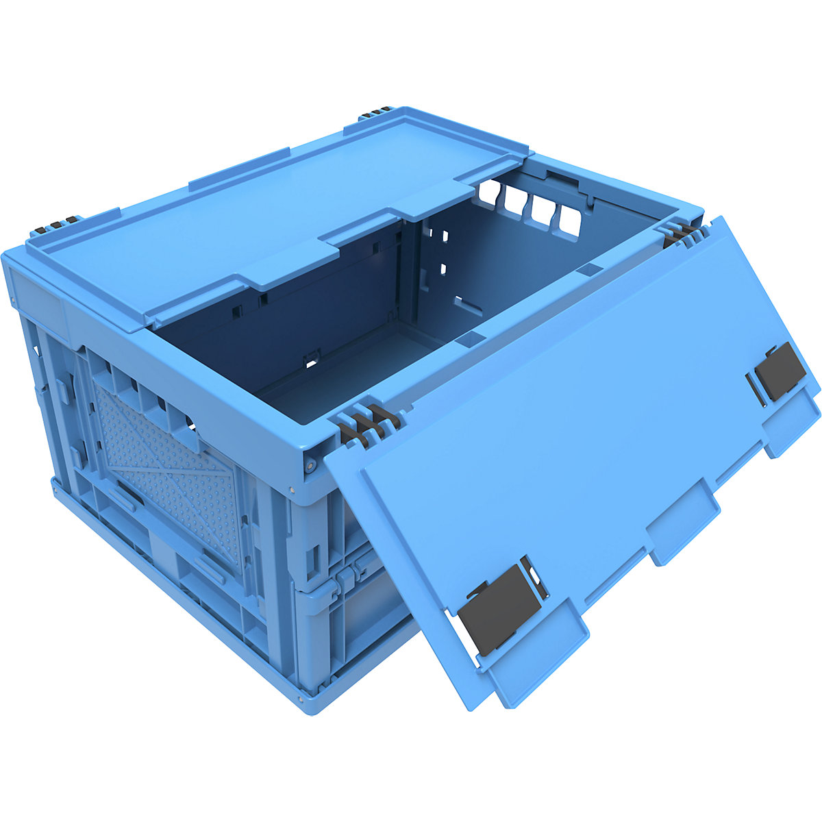 Faltbox aus Polypropylen, Inhalt 22 l, mit anscharniertem Deckel, blau