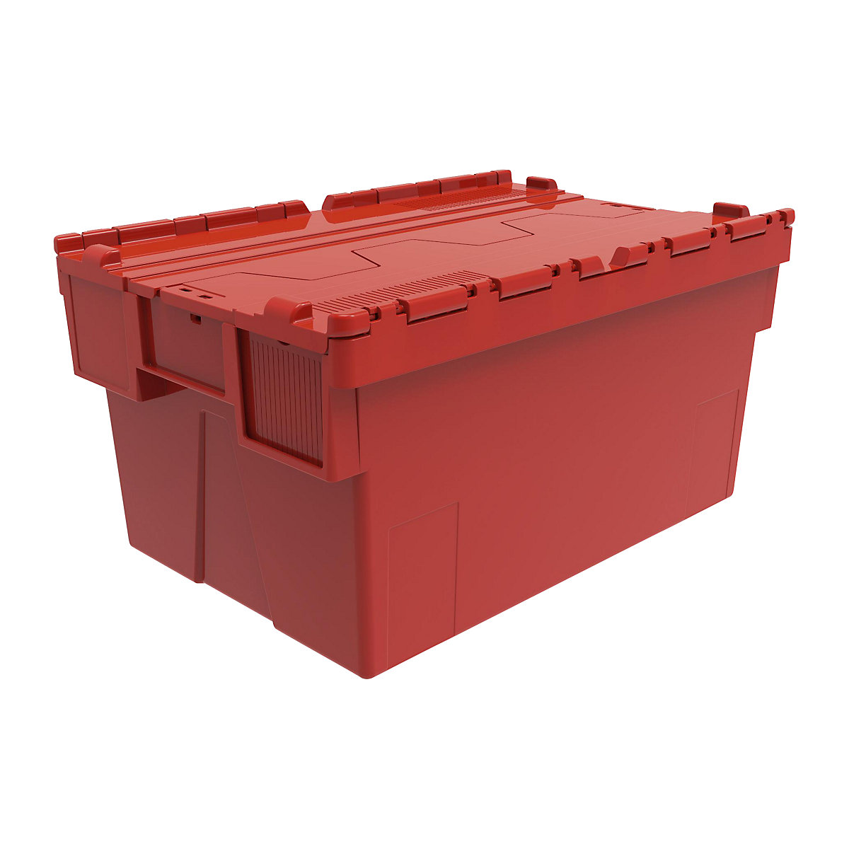 Mehrweg-Stapelbehälter, LxBxH 600 x 400 x 310 mm, VE 5 Stk, rot, Deckel rot