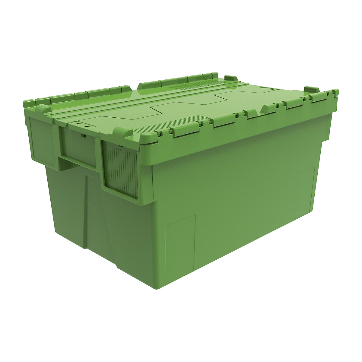 Mehrweg-Stapelbehälter, LxBxH 600 x 400 x 310 mm, VE 5 Stk, grün, Deckel grün