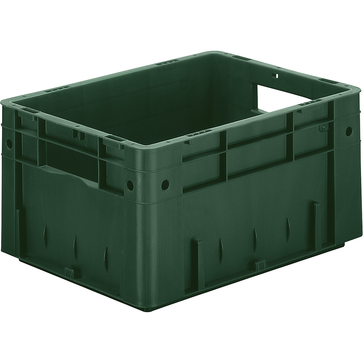 Schwerlast-Euro-Behälter, Polypropylen, Volumen 17,5 l, LxBxH 400 x 300 x 210 mm, Wände geschlossen, Boden geschlossen, grün, VE 4 Stk-4