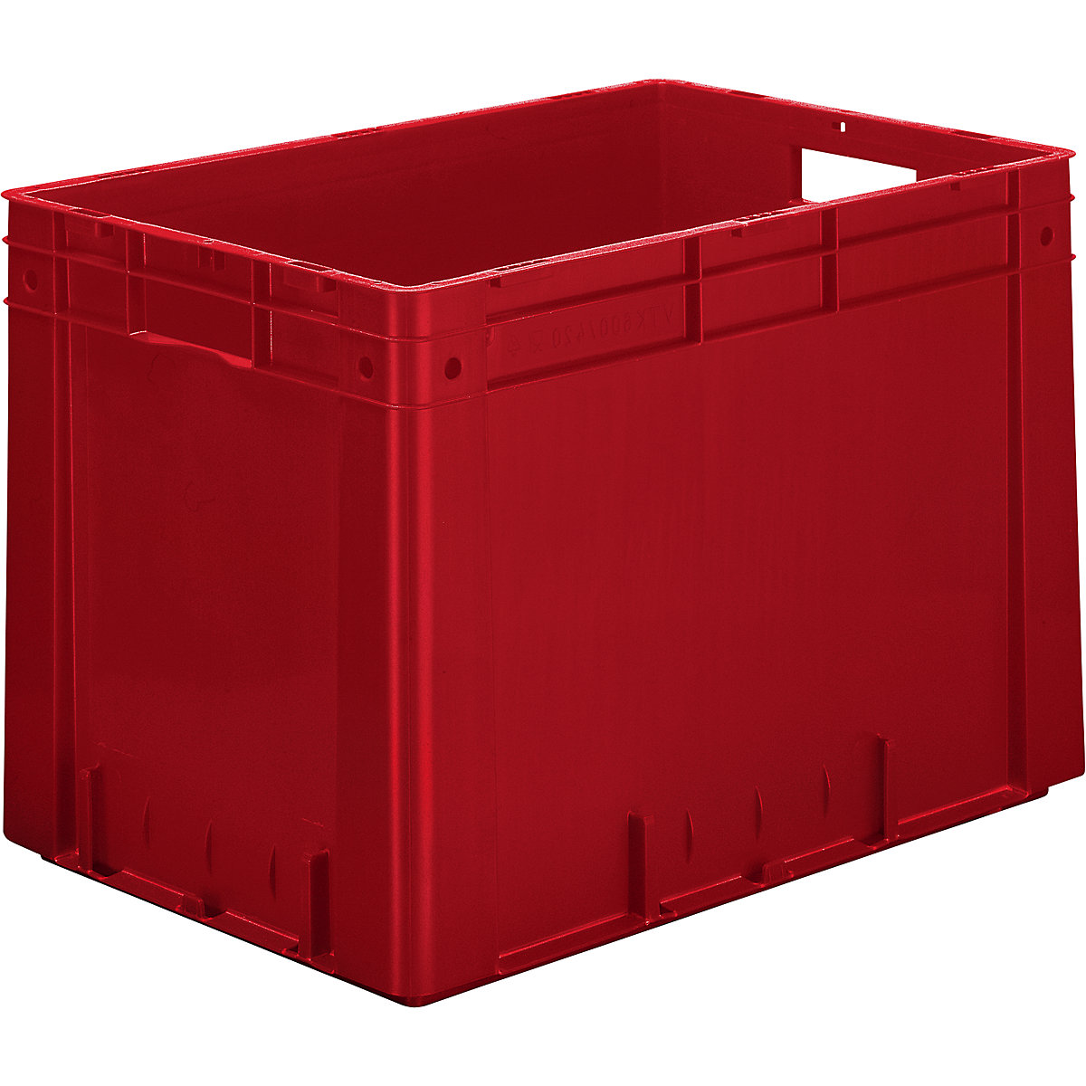 Schwerlast-Euro-Behälter, Polypropylen, Volumen 80 l, LxBxH 600 x 400 x 420 mm, Wände geschlossen, Boden geschlossen, rot, VE 2 Stk-4