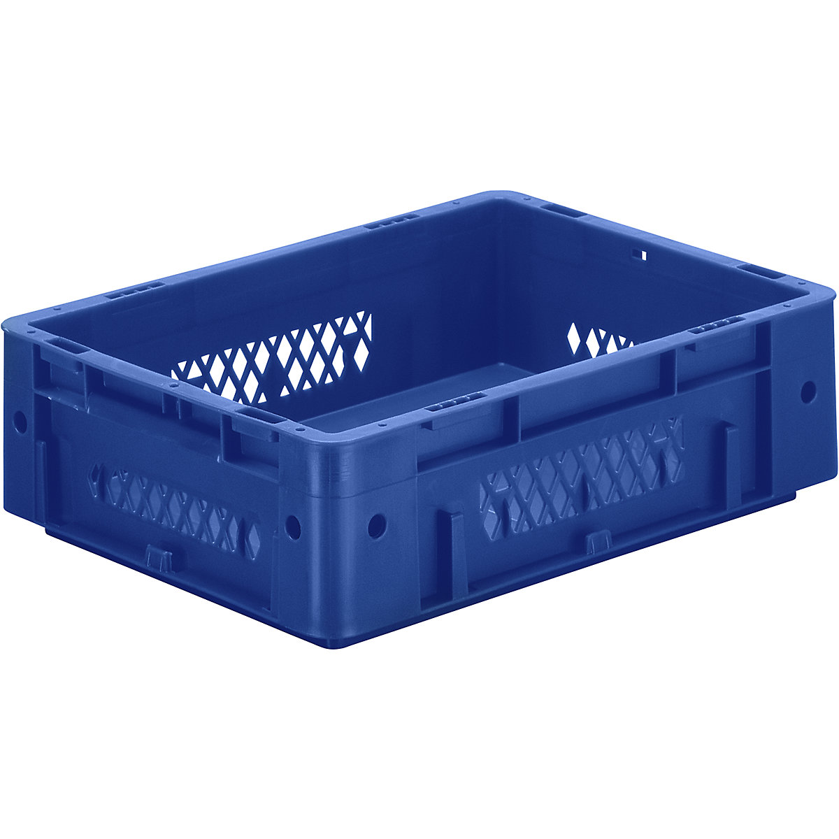 Schwerlast-Euro-Behälter, Polypropylen, Volumen 9,2 l, LxBxH 400 x 300 x 120 mm, Wände durchbrochen, Boden geschlossen, blau, VE 4 Stk
