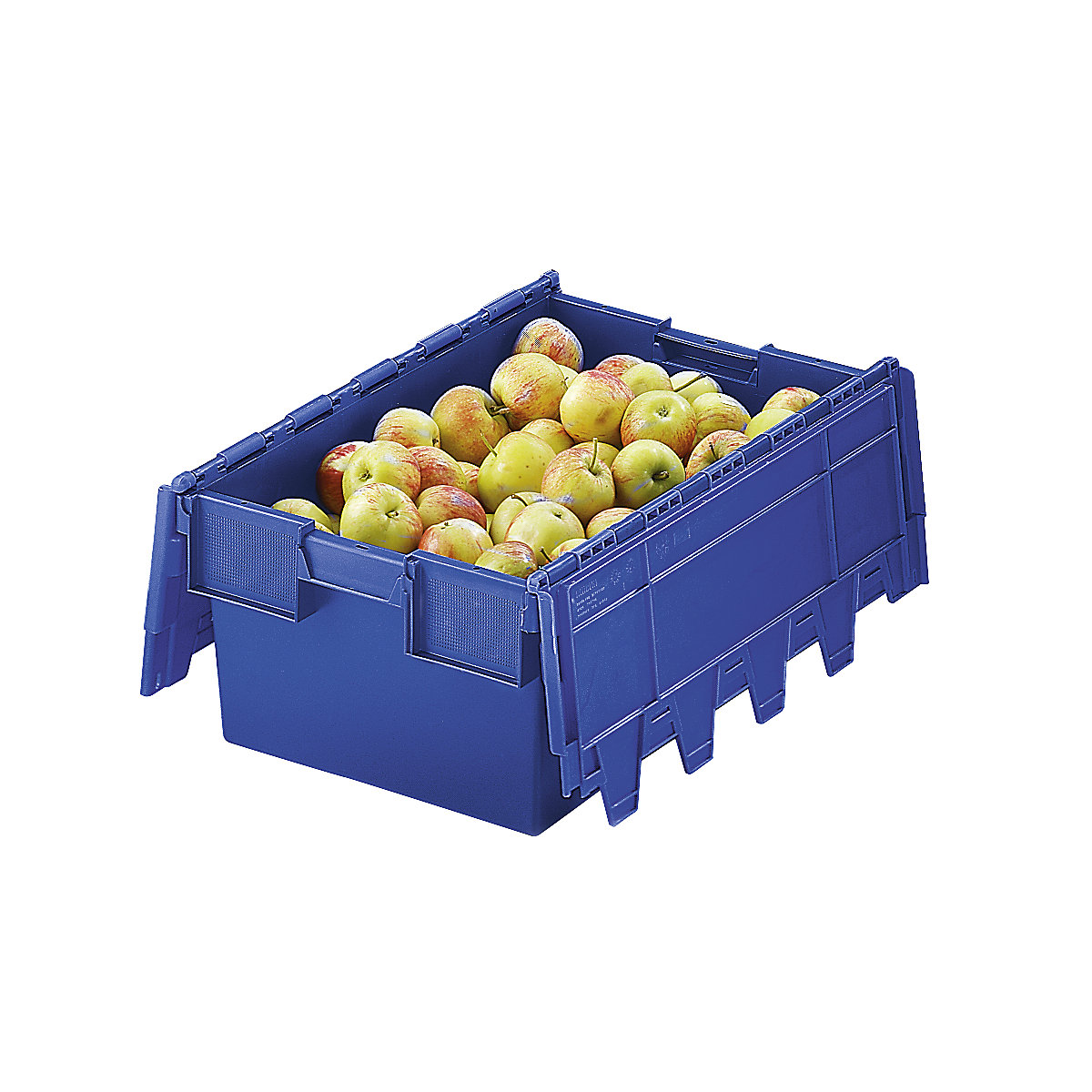 Mehrweg-Stapelbehälter mit Klappdeckel, Inhalt 40 Liter, LxBxH 600 x 400 x 250 mm, blau