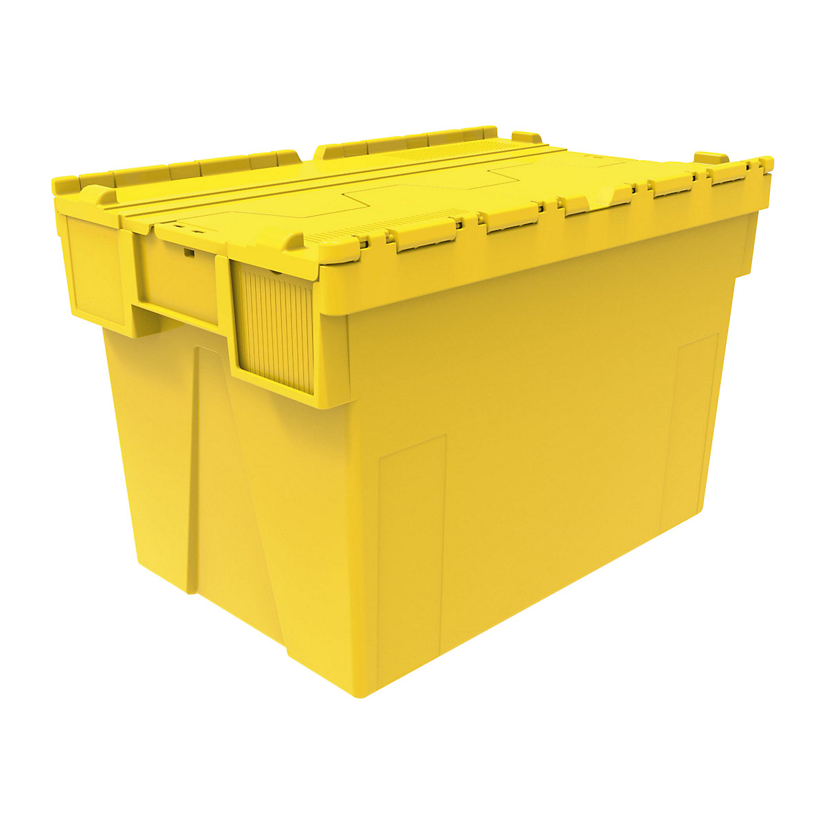 Mehrweg-Stapelbehälter, LxBxH 600 x 400 x 400 mm, VE 5 Stk, gelb, Deckel gelb