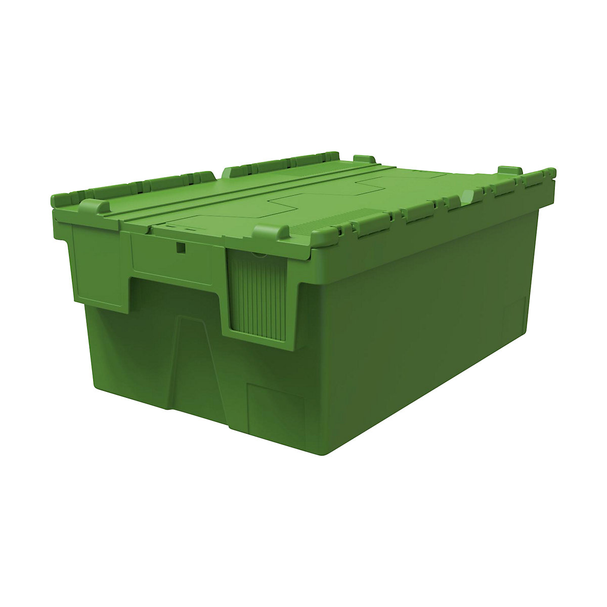 Mehrweg-Stapelbehälter, LxBxH 600 x 400 x 250 mm, VE 5 Stk, grün, Deckel grün