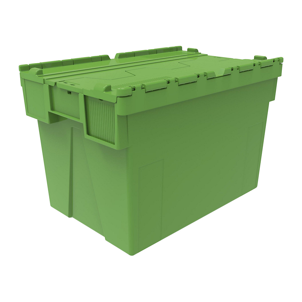 Mehrweg-Stapelbehälter, LxBxH 600 x 400 x 400 mm, VE 5 Stk, grün, Deckel grün