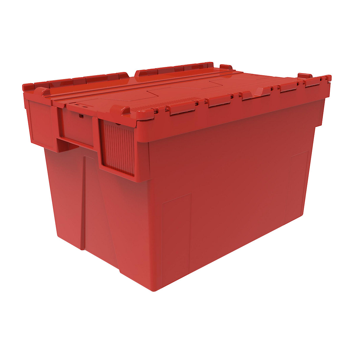 Mehrweg-Stapelbehälter, LxBxH 600 x 400 x 365 mm, VE 5 Stk, rot, Deckel rot