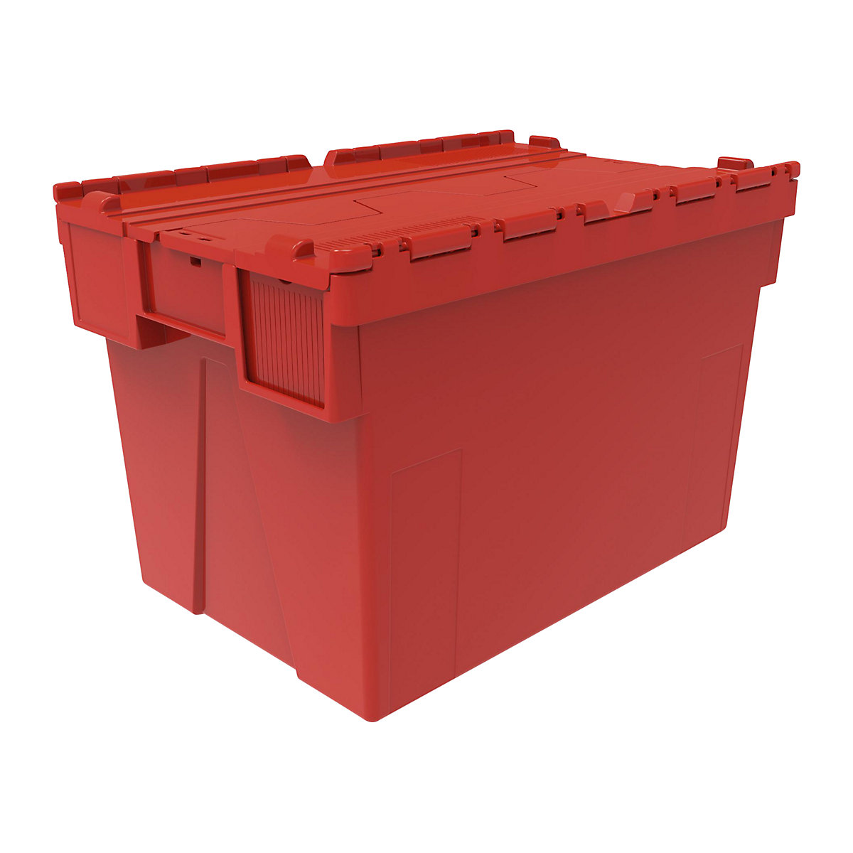Mehrweg-Stapelbehälter, LxBxH 600 x 400 x 400 mm, VE 5 Stk, rot, Deckel rot