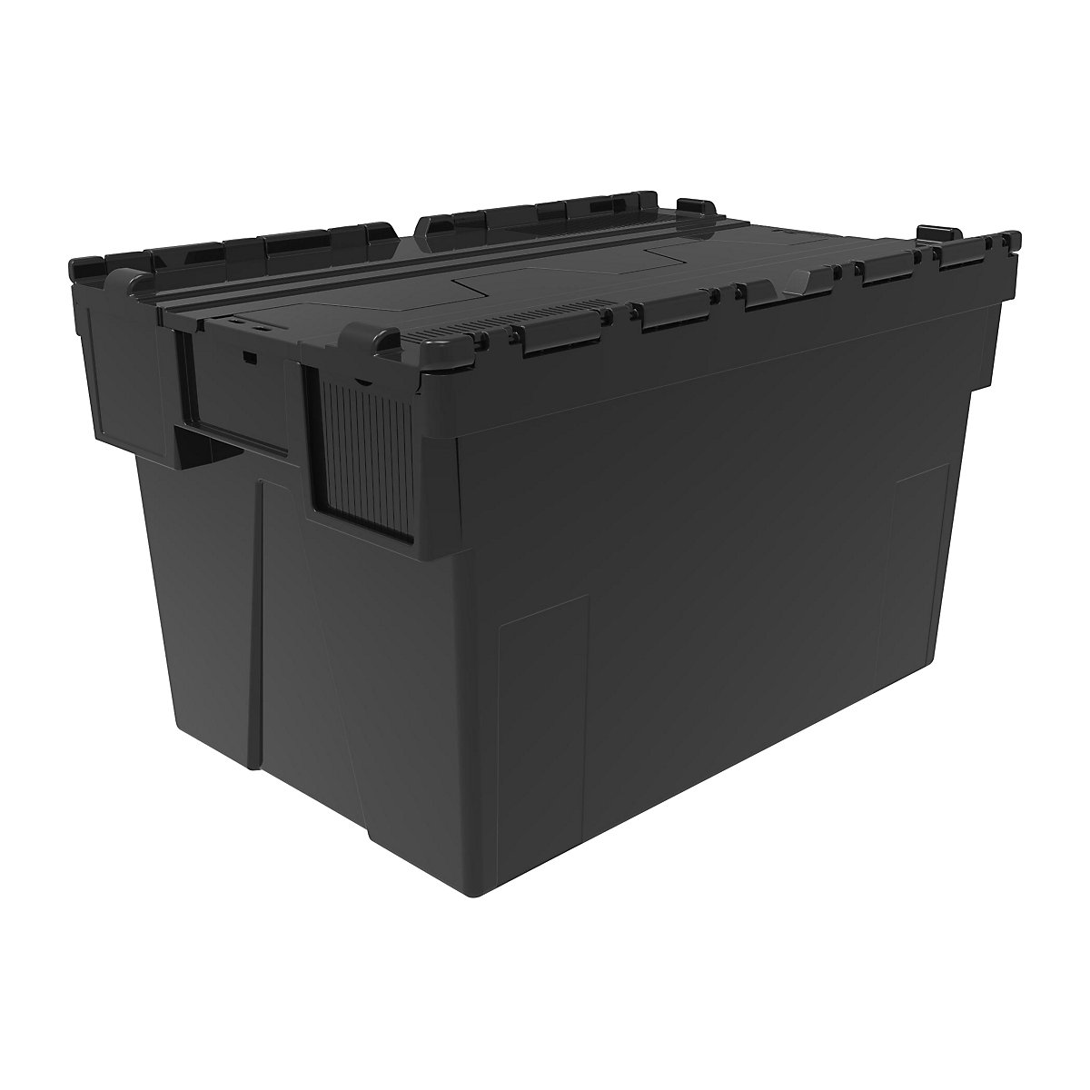Mehrweg-Stapelbehälter, LxBxH 600 x 400 x 365 mm, VE 5 Stk, schwarz, Deckel schwarz