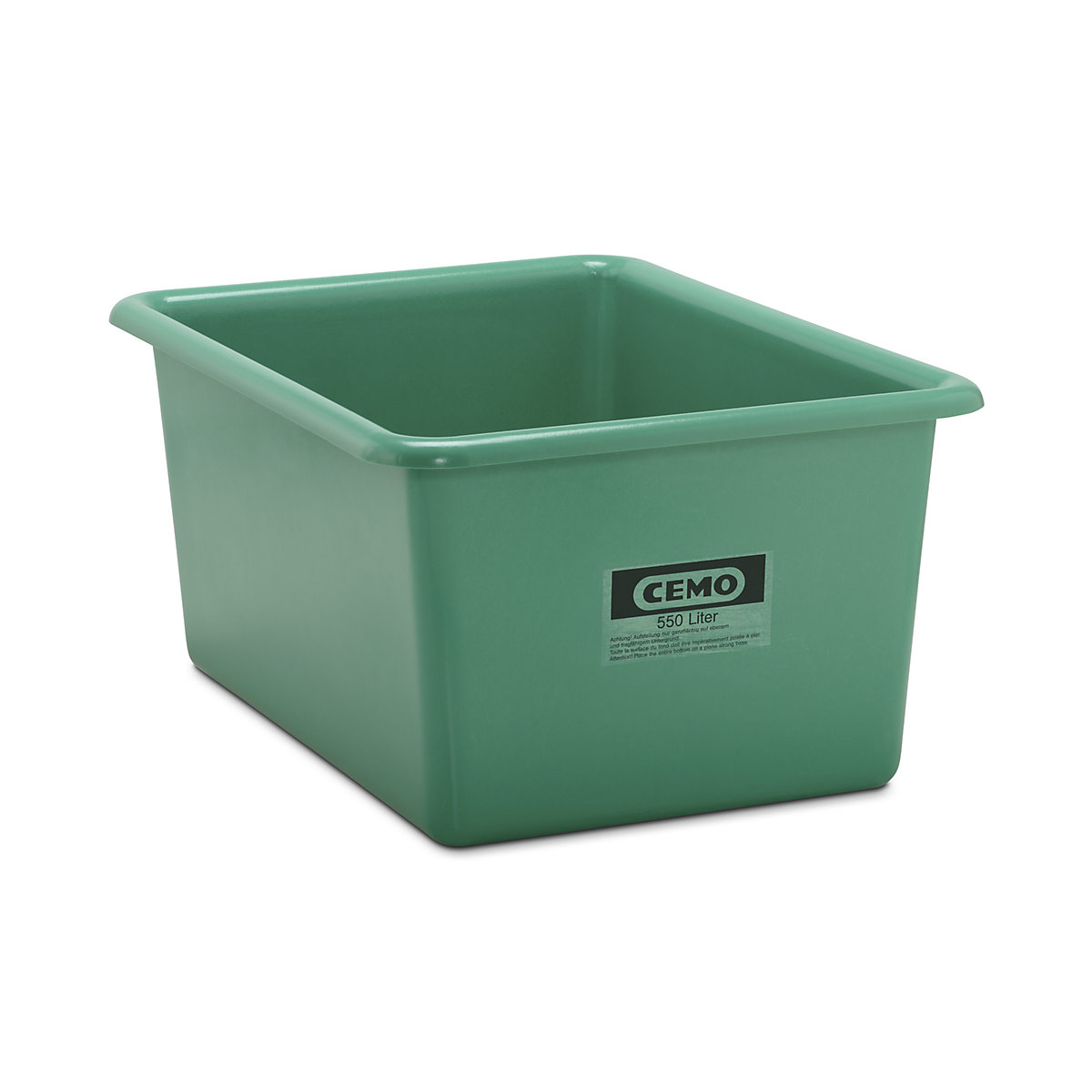 Großbehälter aus GfK CEMO, Inhalt 550 l, LxBxH 1320 x 970 x 620 mm, grün
