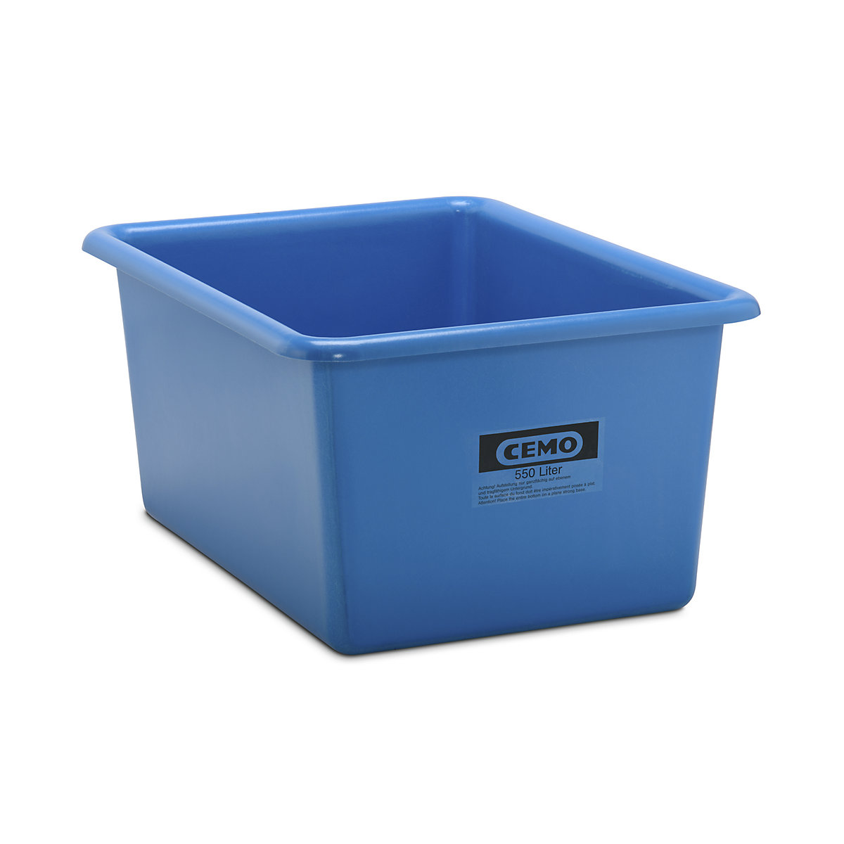 Großbehälter aus GfK CEMO, Inhalt 550 l, LxBxH 1320 x 970 x 620 mm, blau
