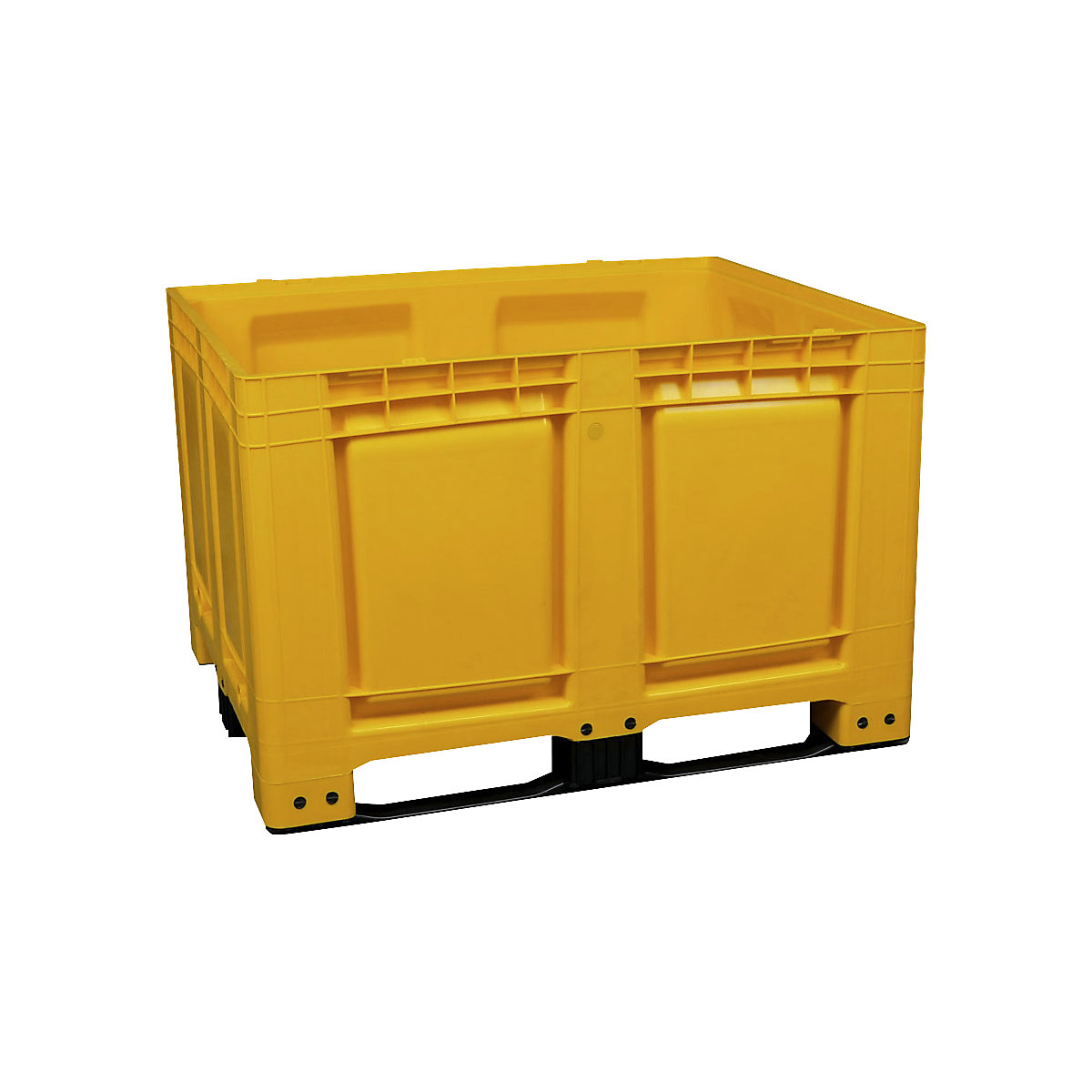 Palettenbehälter, aus HDPE, LxBxH 1200 x 1000 x 790 mm, 3 Kufen, geschlossen, gelb