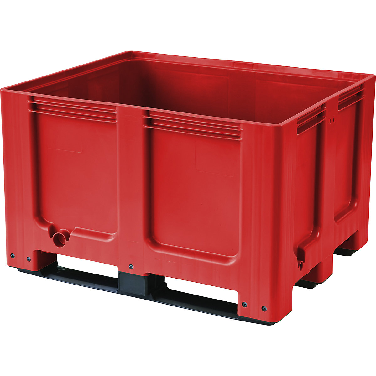 Palettenbehälter, aus HDPE, LxBxH 1200 x 1000 x 790 mm, 3 Kufen, geschlossen, rot
