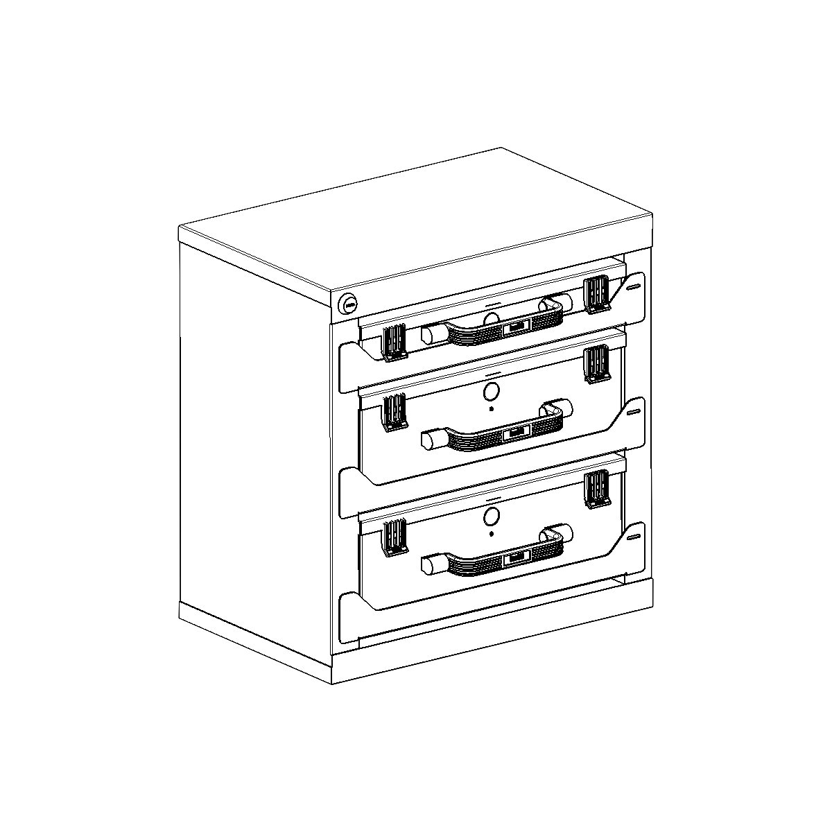 Turm für Sortimentskoffer eurokraft pro, aus Stahlblech, HxBxT 434 x 416 x 256 mm, für Kofferhöhen 66 und 133 mm-7