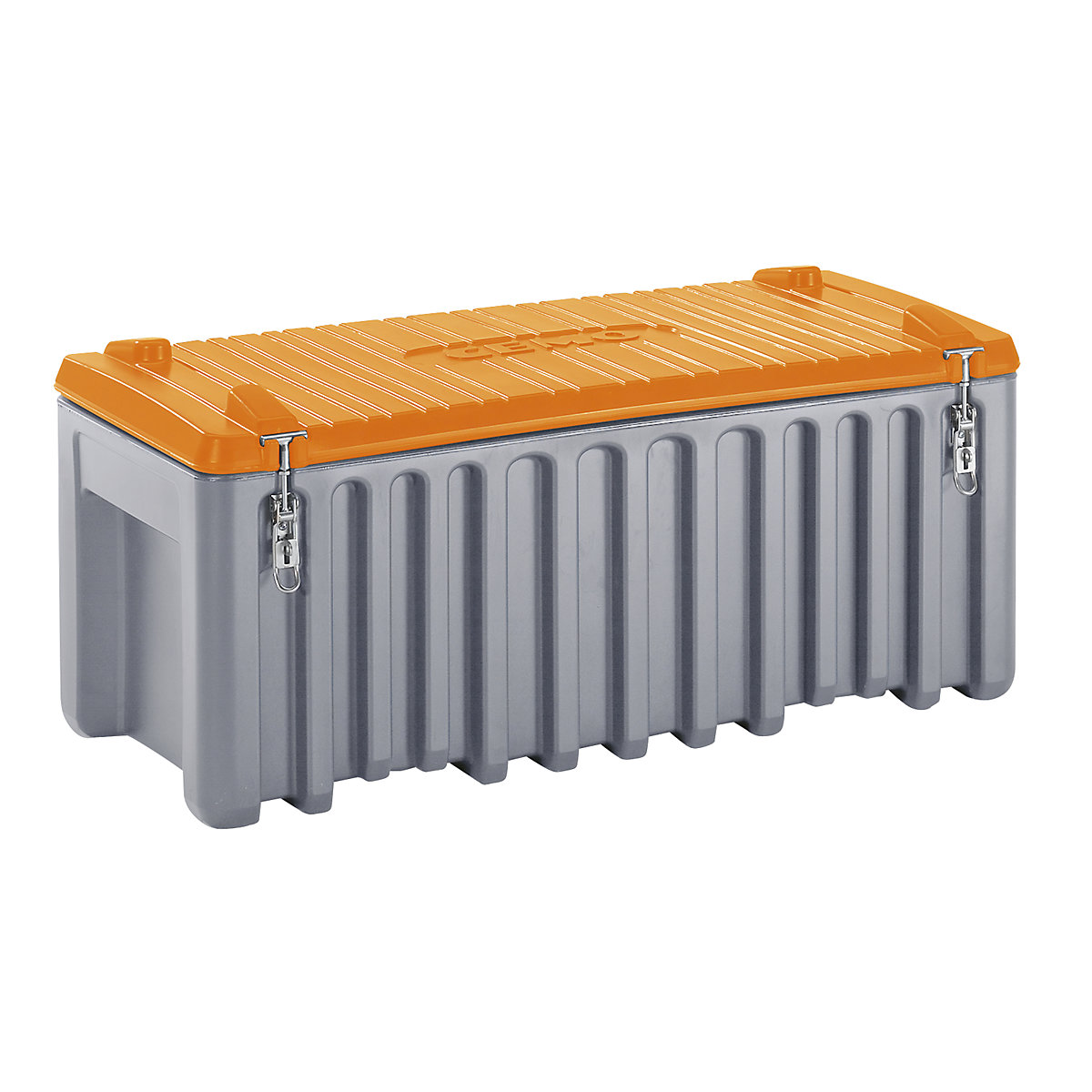 Universalbox aus Polyethylen CEMO, Inhalt 250 l, Traglast 200 kg, grau / orange