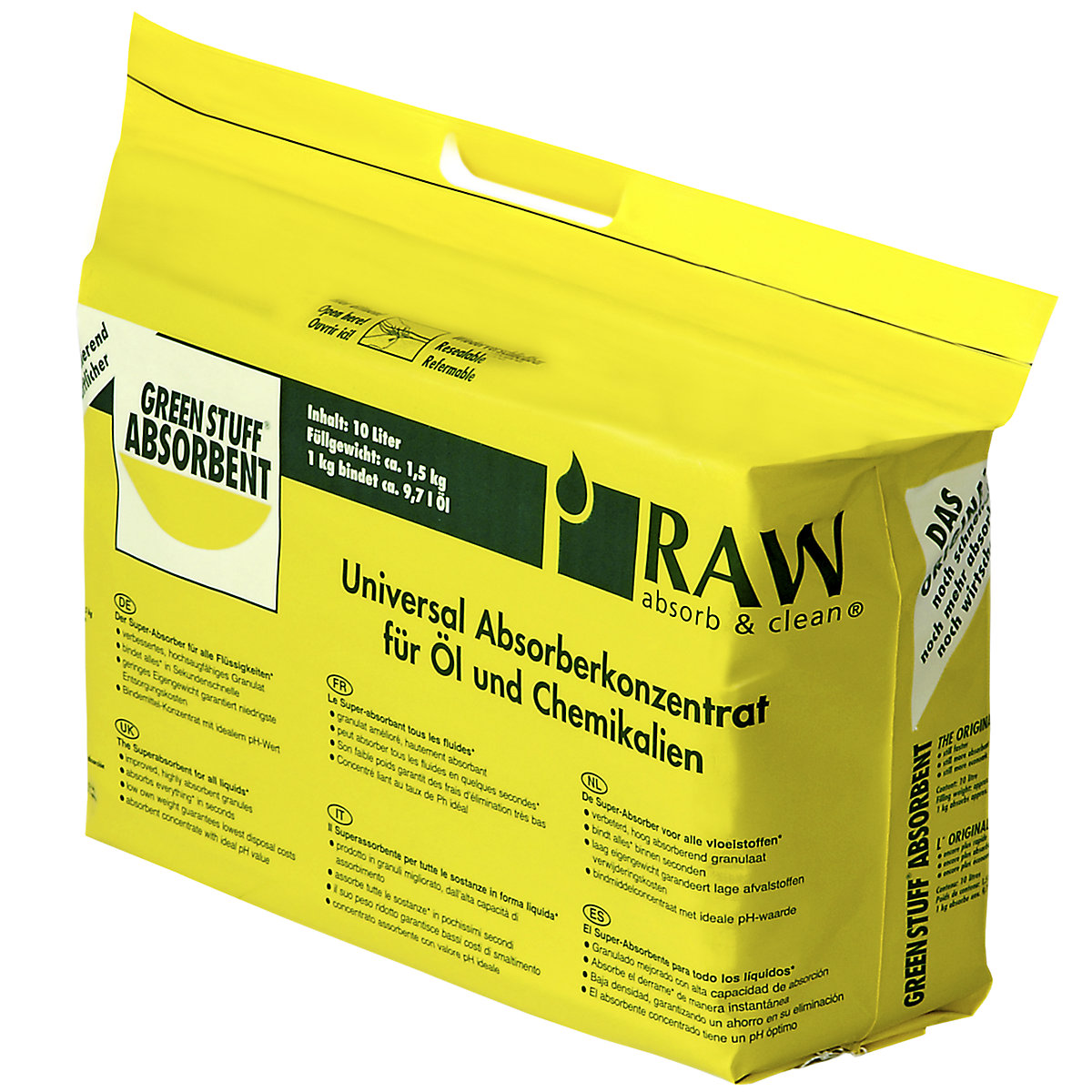 Universal absorbent concentrate, granulate in sack, 10 l, pack of 10-5