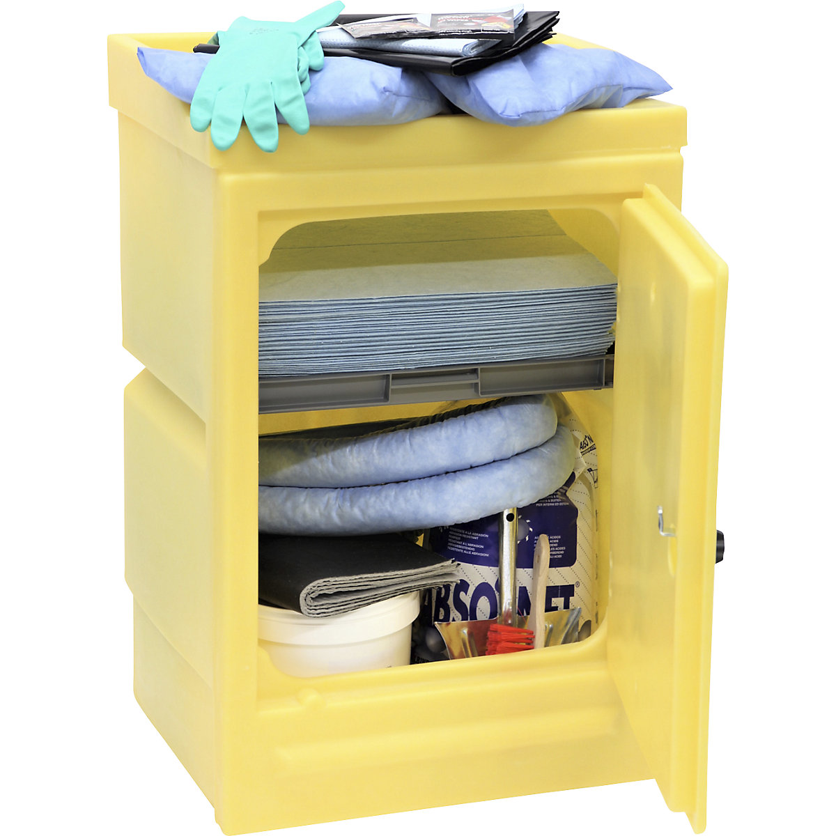 Absorbent agent cupboard, fleece, granulates, oil version, blue sheets-8