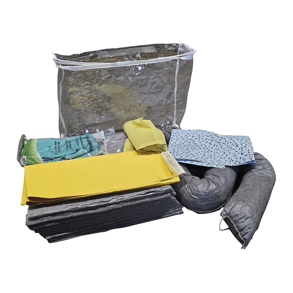 Kit for spillage emergencies with single use sealing mat - eurokraft basic