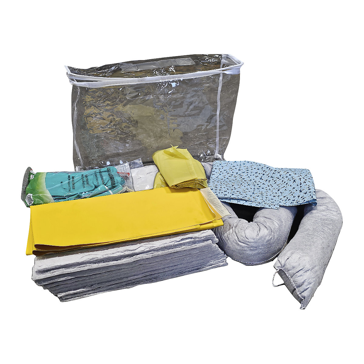 Kit for spillage emergencies with single use sealing mat - eurokraft basic