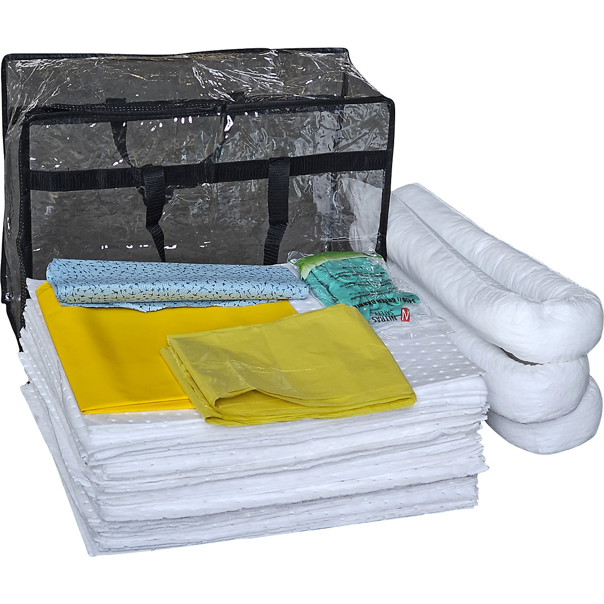 Kit for spillage emergencies with single use sealing mat - eurokraft basic