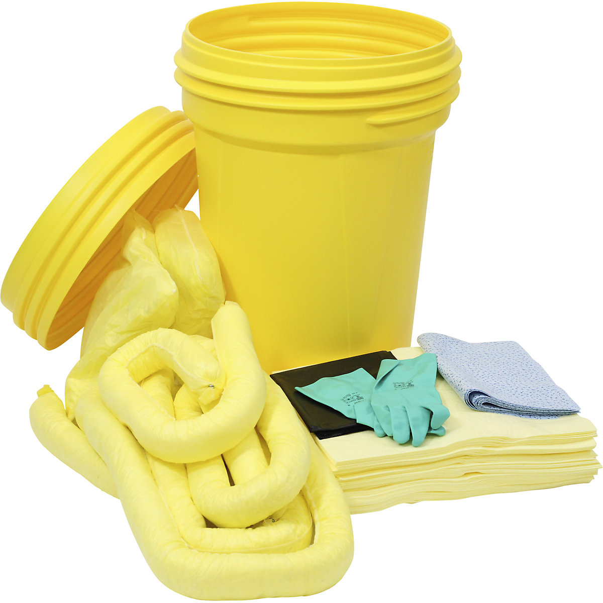 Spillage emergency kit – eurokraft basic, in a safety drum, absorption 100 l, chemical version, yellow-3