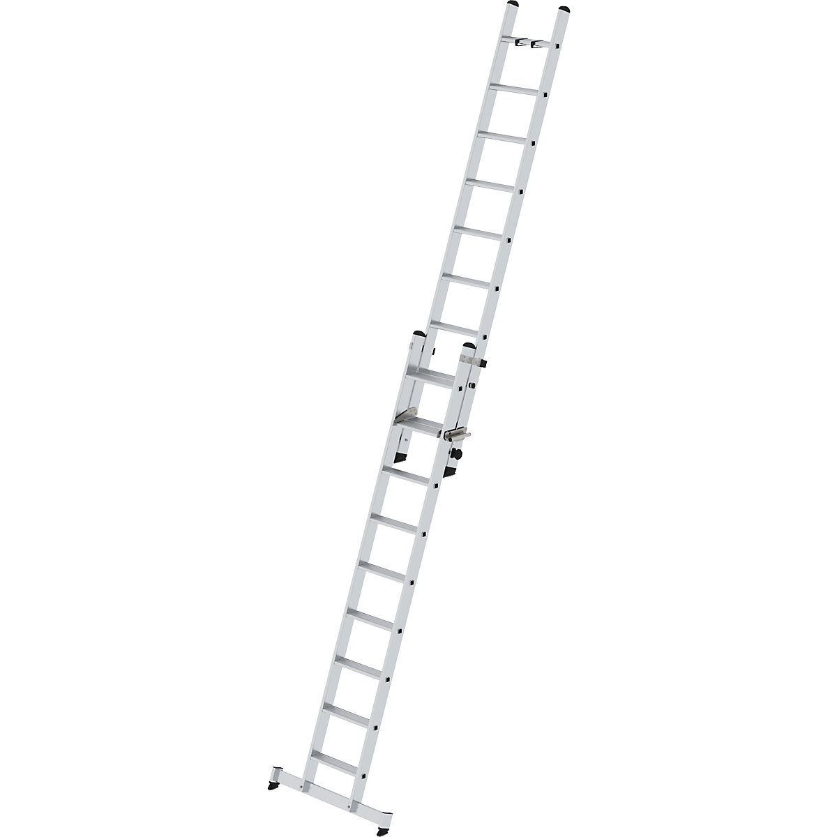 Stufen-Schiebeleiter, 2-teilig MUNK, mit nivello®-Traverse, 18 Stufen