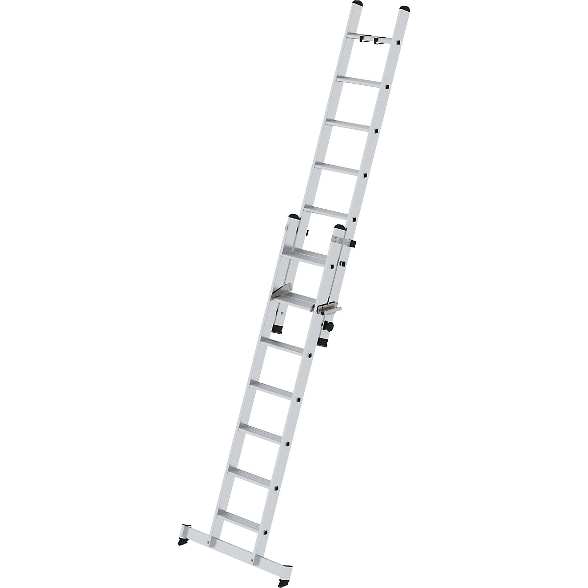 Stufen-Schiebeleiter, 2-teilig MUNK, mit nivello®-Traverse, 14 Stufen