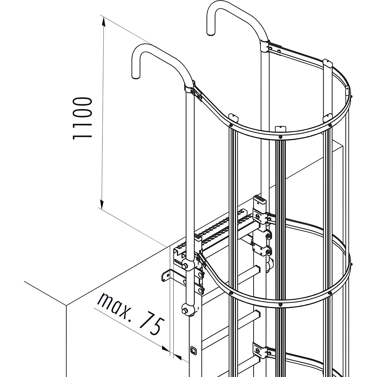 Steigleiter mit Rückenschutz Typ ALM (Produktabbildung 3)-2